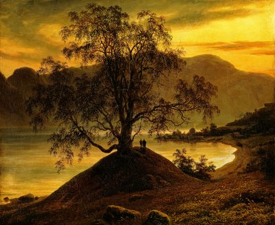Velha árvore de vidoeiro no Sognefjord de Thomas Fearnley